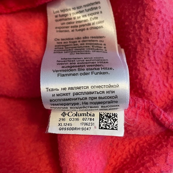 Columbia Pink Fleece Zip Jacket Size XL Front Zip Pockets Warm Adjustable Hem - Picture 8 of 8
